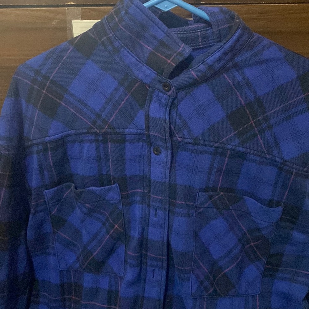 Bule long sleeve flannel